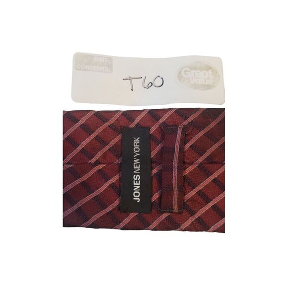 Jones New York Men's Silk Tie Pink Blue Diagonal Striped 59" x 4" Wedding Work - Picture 12 of 12